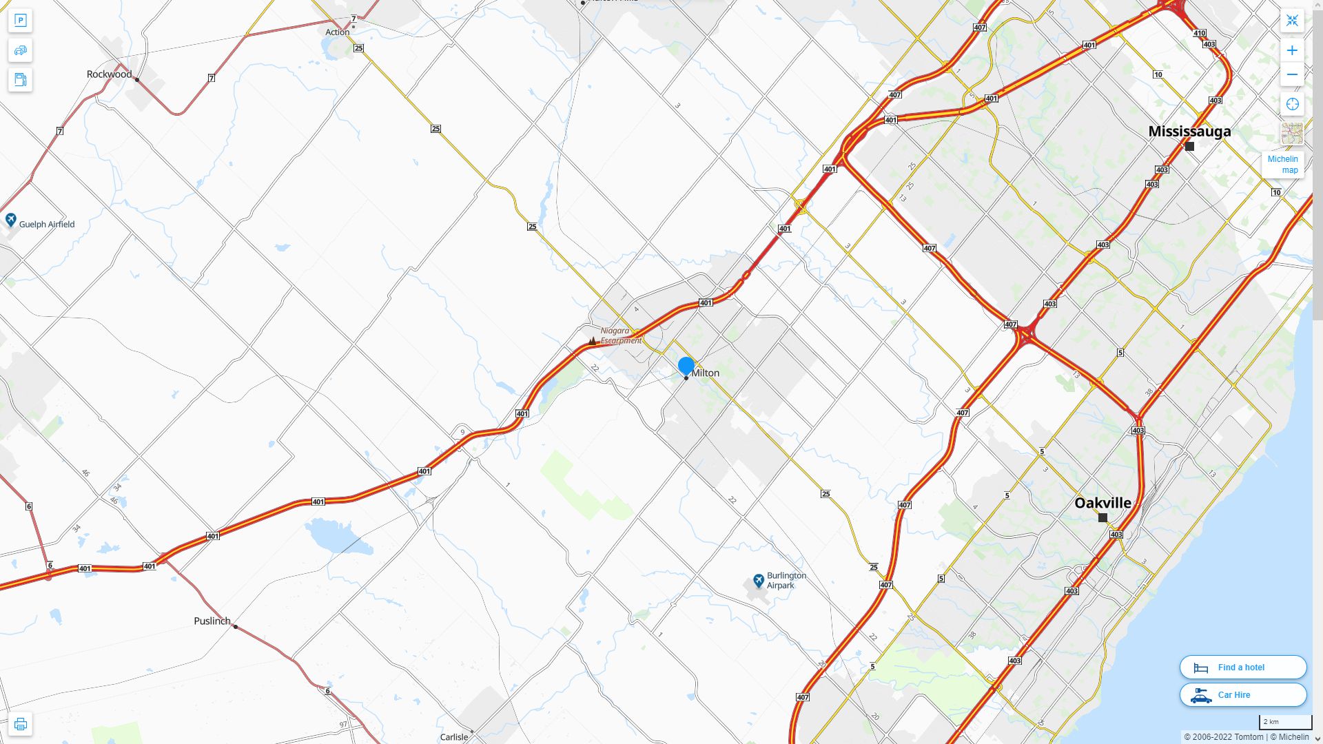 Milton Highway and Road Map